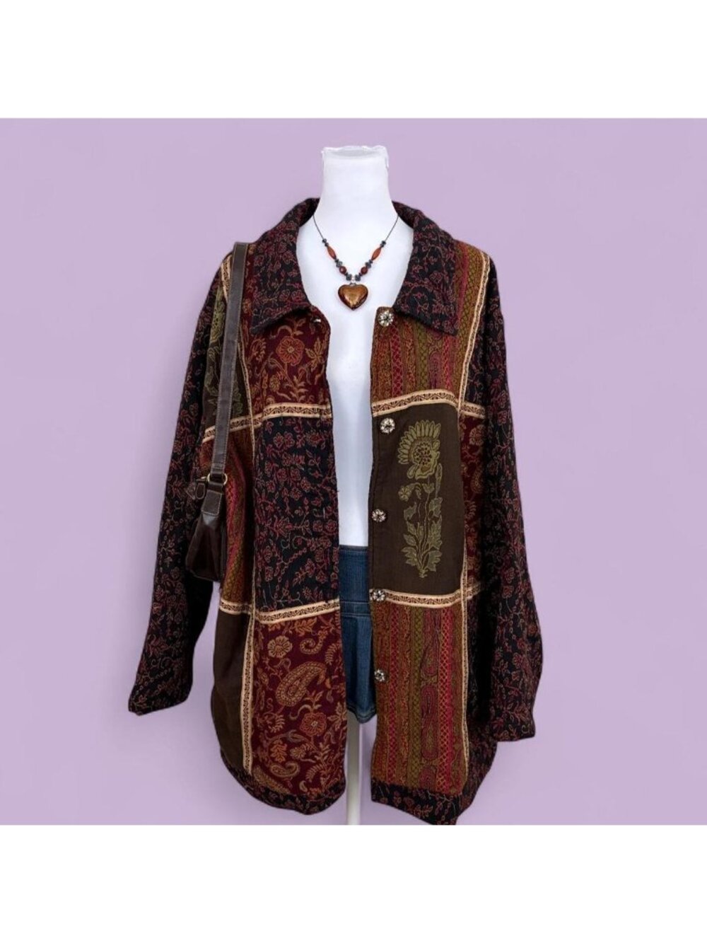 90s patchwork boho plus size jacket